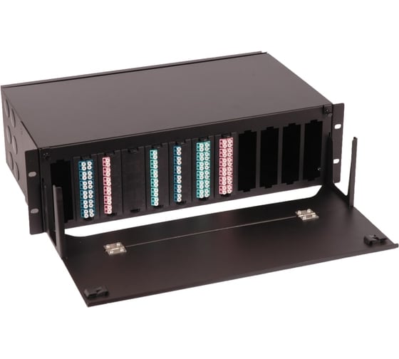 Бокс LANMASTER MPO, 19, на 12 кассет, 3U, черный LAN-FOBM-12MCS-3U