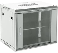 Настенный шкаф REXANT, 19 дюймов, 6U, 600×600×368 (ШxГxВ), дверь стекло, боковые съемные стенки, RAL 7035 04-0666-111