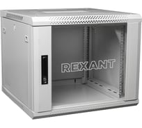 Настенный шкаф REXANT 19 дюймов 6U, 600x600, дверь стекло, боковые съемные стенки, RAL 7035 04-0666-111