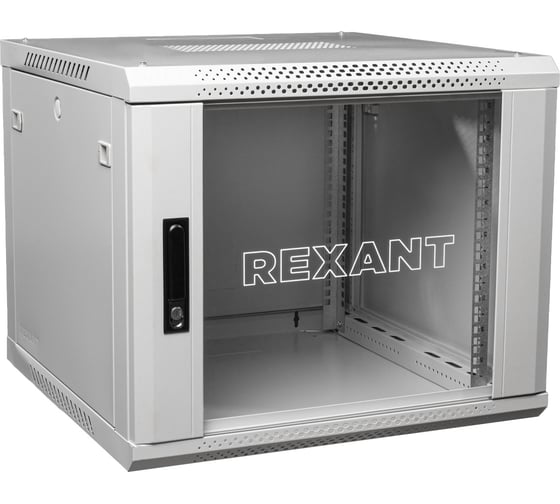 Настенный шкаф REXANT, 19 дюймов, 6U, 600×600×368 (ШxГxВ), дверь стекло, боковые съемные стенки, RAL 7035 04-0666-111 1