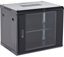 Настенный шкаф REXANT, 19 дюймов, 9U, 600×450×501 (ШxГxВ), дверь стекло, боковые съемные стенки, RAL 9005 04-0964-112