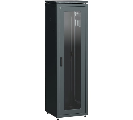 Шкаф сетевой ITK LINEA N 19 47U 600х600мм стеклянная передняя дверь задняя металлическая черный LN05-47U66-GM