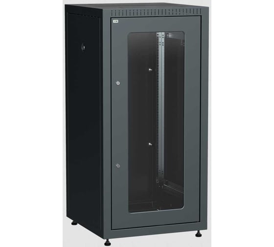Шкаф напольный сетевой ITK LINEA E 19 18U 600х600мм стеклянная передняя дверь задняя металлическая черный LE05-18U66-GM