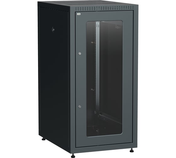 Шкаф напольный сетевой ITK LINEA E 19 18U 600х800мм стеклянная передняя дверь задняя металлическая черный LE05-18U68-GM 1