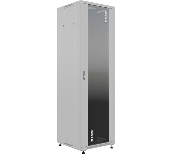 Шкаф напольный NTSS универсальный серверный R 47U 600х800мм, 4 профиля 19, двери стекло и сплошная металл, боковые стенки съемные, регулируемые опоры, разобранный, серый RAL 7035 NTSS-R47U6080GS