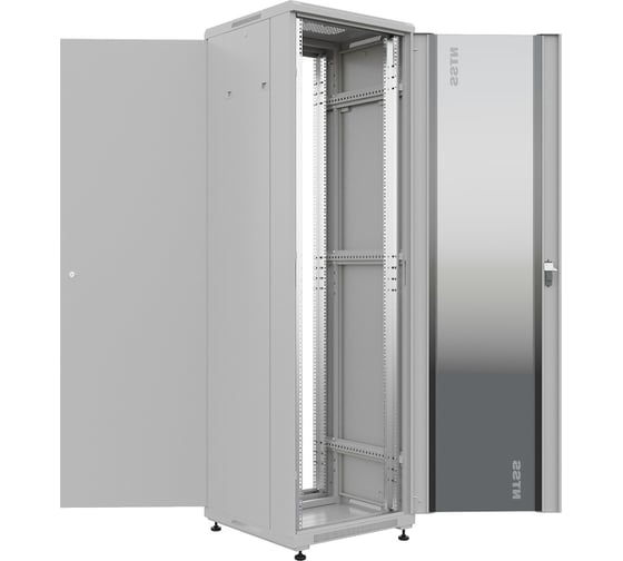 Шкаф напольный NTSS универсальный серверный R 47U 800х1000мм, 4 профиля 19, двери стекло и сплошная металл, боковые стенки съемные, регулируемые опоры, разобранный, серый RAL 7035 NTSS-R47U80100GS 1