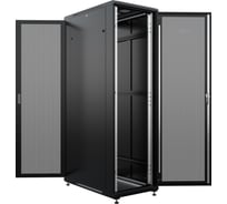 Шкаф напольный универсальный серверный NTSS R 42U 600х600мм, 4 профиля 19, двери перфорированная и перфорированная, боковые стенки съемные, регулируемые опоры, разобранный, черный RAL 9005 NTSS-R42U6060PD/PD-BL