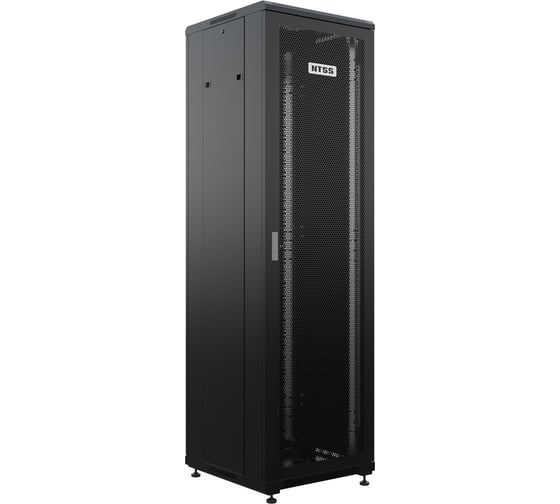 Шкаф напольный универсальный серверный NTSS R 42U 800х800мм, 4 профиля 19, двери перфорированная и сплошная металл, боковые стенки съемные, регулируемые опоры, разобранный, черный RAL 9005 NTSS-R42U8080PD-BL 1