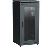 Шкаф сетевой ITK LINEA N 19 28U, 600х600мм, стеклянная передняя дверь, задняя металлическая, черный LN05-28U66-GM