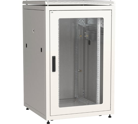 Шкаф сетевой ITK LINEA N 19 24U, 800х800мм, стеклянная передняя дверь, задняя металлическая, серый LN35-24U88-GM 1