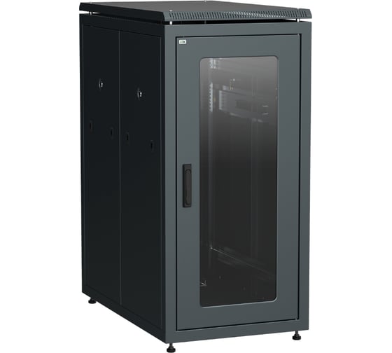 Шкаф сетевой ITK LINEA N 19 24U, 600х1000мм, стеклянная передняя дверь, черный LN05-24U61-G