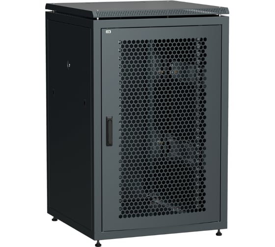 Шкаф сетевой ITK LINEA N 19 24U, 800х800мм, перфорированная передняя дверь, задняя металлическая, черный LN05-24U88-PM