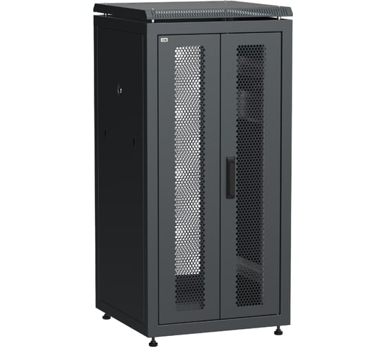 Шкаф сетевой ITK LINEA N 19 24U, 600х600мм, двери передняя перфорированная, задняя двустворчатая, перфорированная, черный LN05-24U66-2PP