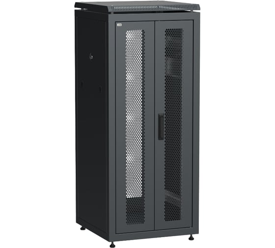 Шкаф сетевой ITK LINEA N 19 28U, 600х600мм, двери передняя перфорированная, задняя двустворчатая, перфорированная, черный LN05-28U66-2PP 1