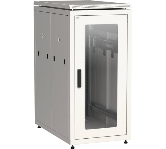 Шкаф сетевой ITK LINEA N 19 24U, 600х1000мм, стеклянная передняя дверь, задняя перфорированная, серый LN35-24U61-GP