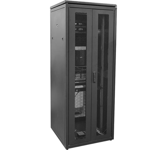 Шкаф сетевой ITK LINEA N 19 28U, 800х800мм, двери передняя перфорированная, задняя двустворчатая, перфорированная, черный LN05-28U88-2PP