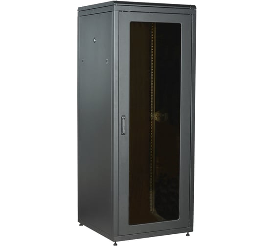 Шкаф сетевой ITK LINEA N 19 28U, 800х800мм, стеклянная передняя дверь, задняя металлическая, черный LN05-28U88-GM 1