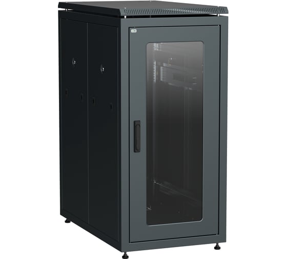 Шкаф напольный сетевой ITK LINEA N 19 28U 800х1000мм стеклянная передняя дверь задняя металлическая черный LN05-28U81-GM