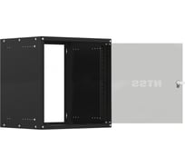 Шкаф настенный телекоммуникационный NTSS LIME 9U 550х450х500мм, 2 профиля 19, дверь стеклянная, боковые стенки несъемные, разобранный, черный RAL 9005 NTSS-WL9U5545GS-BL