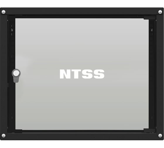 Шкаф настенный телекоммуникационный NTSS LIME 6U 550х450х370мм, 2 профиля 19, дверь стеклянная, боковые стенки несъемные, разобранный, черный RAL 9005 NTSS-WL6U5545GS-BL