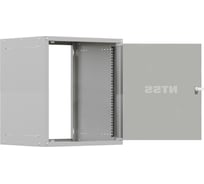 Шкаф настенный телекоммуникационный NTSS LIME 15U 550х600х770мм, 2 профиля 19, дверь стеклянная, боковые стенки несъемные, разобранный, серый RAL 7035 NTSS-WL15U5560GS