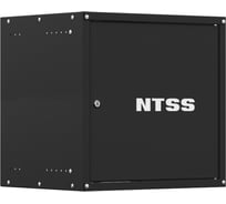 Шкаф настенный телекоммуникационный NTSS W 6U 600х600х370мм, 2 профиля 19, дверь сплошная металл, боковые стенки съемные, разобранный, черный RAL 9005 NTSS-W6U6060FD-BL