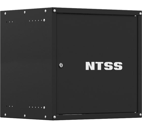 Шкаф настенный телекоммуникационный NTSS W 6U 600х600х370мм, 2 профиля 19, дверь сплошная металл, боковые стенки съемные, разобранный, черный RAL 9005 NTSS-W6U6060FD-BL 1