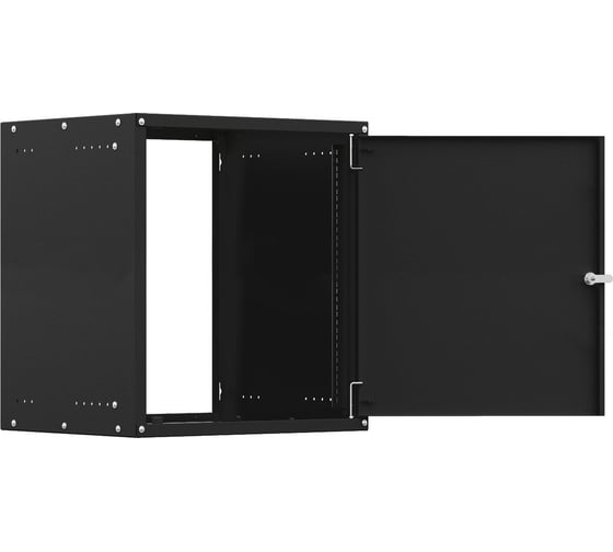 Шкаф настенный телекоммуникационный NTSS LIME 6U 550х450х370мм, 2 профиля 19, дверь сплошная металл, боковые стенки несъемные, разобранный, черный RAL 9005 NTSS-WL6U5545FD-BL 1