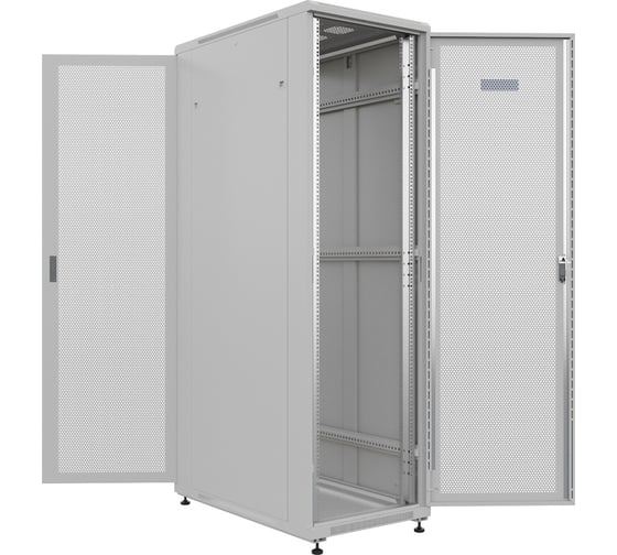 Шкаф напольный универсальный серверный NTSS R 47U 600х1000мм, 4 профиля 19, двери перфорированная и перфорированная, боковые стенки съемные, регулируемые опоры, разобранный, серый RAL 7035 NTSS-R47U60100PD/PD 1