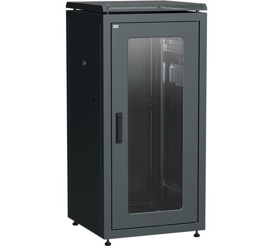 Шкаф сетевой ITK LINEA N 19 18U 600х600мм стеклянная передняя дверь задняя металлическая черный LN05-18U66-GM
