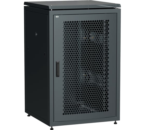 Шкаф сетевой ITK LINEA N 19 18U 800х800мм перфорированная передняя дверь задняя металлическая черный LN05-18U88-PM