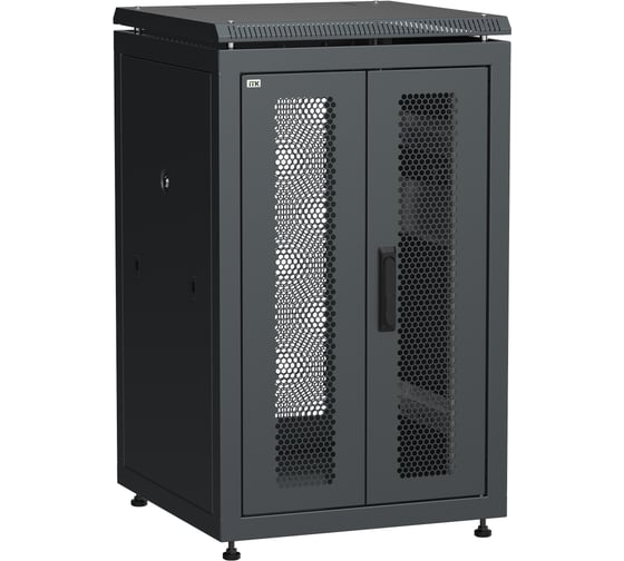 Шкаф сетевой ITK LINEA N 19 18U 600х600мм двери передняя перфорированная задняя двустворчатая перфорированная черный LN05-18U66-2PP 1