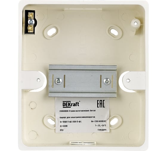 Корпус Dekraft пластиковый, навесной прозр. дв. 1 ряд 4 мод. IP41 ЩРН-П 31060DEK