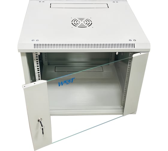Шкаф 19 настенный W&T 12U 600x450mm серый, дверь стекло, без вентилятора C126045GWS3