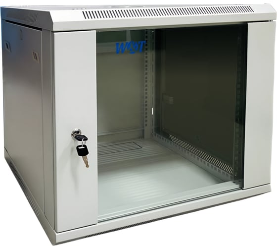 Шкаф 19 настенный W&T 12U 600x600mm серый, дверь стекло, без вентилятора C126060GWS3 1