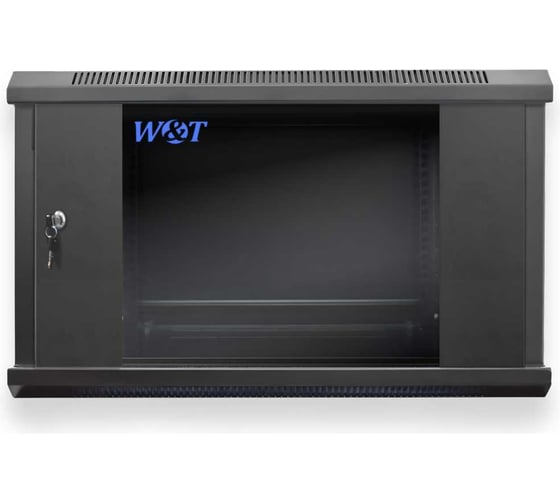 Шкаф 19 настенный W&T 12U 600x600mm черный, дверь стекло, без вентилятора C126060BWS3