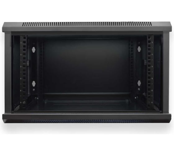 Шкаф 19 настенный W&T 6U 600x450mm черный, дверь стекло, без вентилятора C066045BWS3