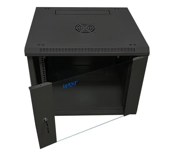 Шкаф 19 настенный W&T 6U 600x500mm черный, дверь стекло, без вентилятора C066050BWS4