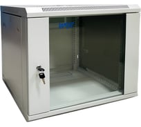 Шкаф 19 настенный W&T 9U 600x450mm серый, дверь стекло, без вентилятора C096045GWS3