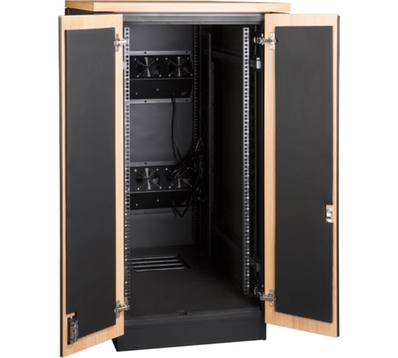 Шкаф LANMASTER SOUNDPROOF звукоизолированный, 24U, 750x1130 мм, отделка под дерево LAN-DC-CBSP-24U-WD