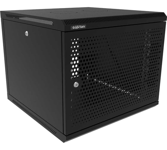 Шкаф настенный телекоммуникационный SUPRLAN перфорированная дверь ТВС-9U-600-350-ПР-9005 05-2092 черный 1