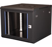 Шкаф 19 телекоммуникационный настенный DATAREX 9U 501x600x600 мм, дверь стекло, черный DR-632101