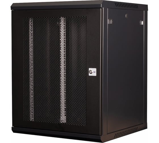 Шкаф 19 телекоммуникационный настенный DATAREX 15U 769x600x600 мм, дверь перфорация, черный DR-654101