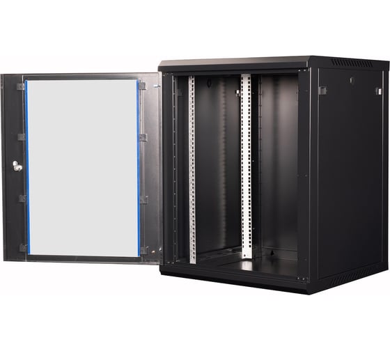 Шкаф 19 телекоммуникационный настенный DATAREX 15U 769x600x600 мм, дверь стекло, черный DR-634101