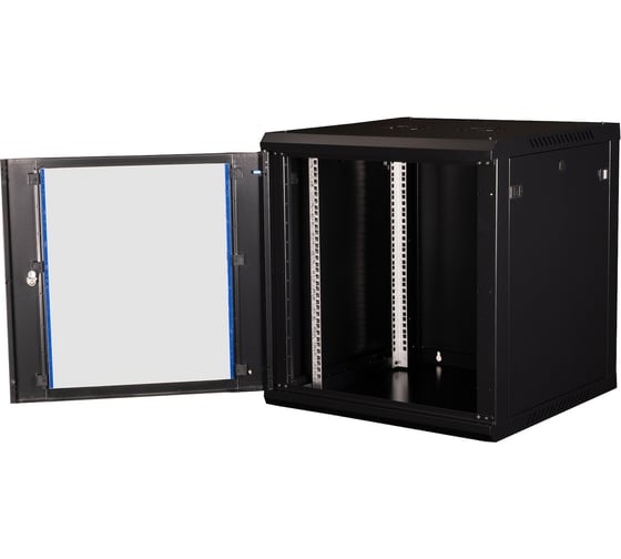 Шкаф 19 телекоммуникационный настенный DATAREX 12U 635x600x450 мм, дверь стекло, черный DR-633001