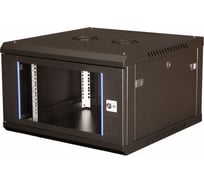 Шкаф 19 телекоммуникационный настенный DATAREX 6U 368x600x600 мм, дверь стекло, черный DR-631101
