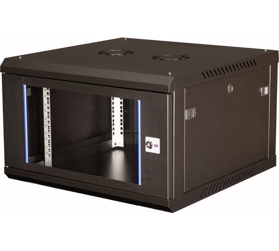 Шкаф 19 телекоммуникационный настенный DATAREX 6U 368x600x600 мм, дверь стекло, черный DR-631101