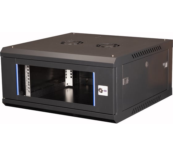 Шкаф 19 телекоммуникационный настенный DATAREX 4U 280x600x600 мм, дверь стекло, черный DR-630101