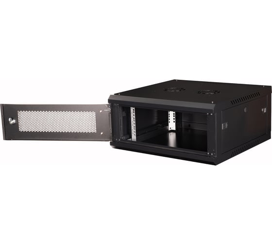 Шкаф 19 телекоммуникационный настенный DATAREX 4U 280x600x600 мм, дверь перфорация, черный DR-650101
