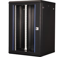Шкаф 19 телекоммуникационный настенный DATAREX 18U 901x600x600 мм, дверь стекло, черный DR-635101